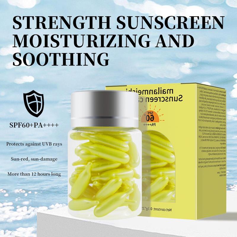 Sunscreen Capsule, UV Protection Face Sunscreen?Capsule, Gentle Moisturizing Plant Extract Hydrating Skin Sunblock, Sunscreen for Women & Men