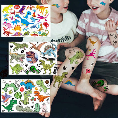 6pcs 3D Dinosaur Pattern Tattoo Sticker, Fun T-Rex Dino Temporary Tattoo Decal for Party & Birthday Use, Body Decoration Sticker for Kids