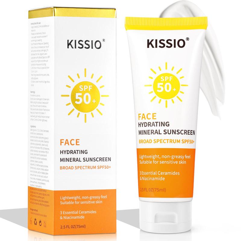 75ml Hydrating Sunscreen, Broad Spectrum Sunscreen SPF 50+ for Face and Body, Lightweight, Non-greasy, Water Resistant Sun Cream