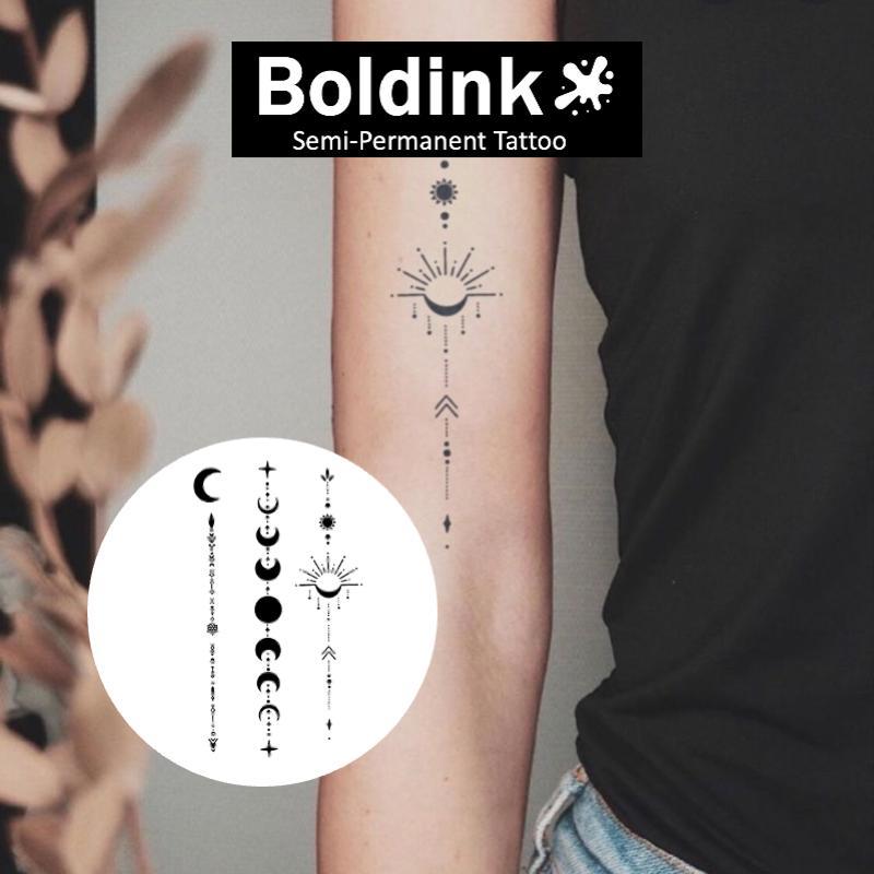 Sun & Moon Pattern Tattoo Sticker, Waterproof Long Lasting Fake Tattoo for Women & Men, Realistic Tattoo Stickers, Body Decoration Stickers