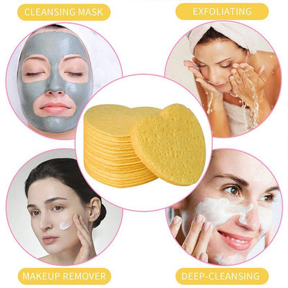 Comfort Heart Shaped Facial Cleansing Puff, 20pcs Portable Compressed Facial Sponge, Daily Use Comfort Facial Skin Care Tool, For Women and Girls