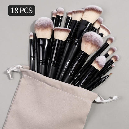 Beauty Makeup Cosmetic Tool Set, 18pcs/set Professional Makeup Brush Set & 1 Count Drawstring Pouch & 5 Counts Triangular Power Puff, Great for Beginners, Cosmetic Aids for Summer Gift, Foundation Tool, Summer Gift