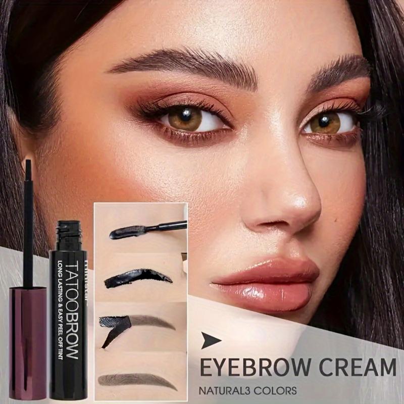 Semi-Permanent Eyebrow Gel - Waterproof, Long-Lasting Black Brown Tattoo, Easy Peel-Off, Sweatproof Brow Tint for Flawless Brows