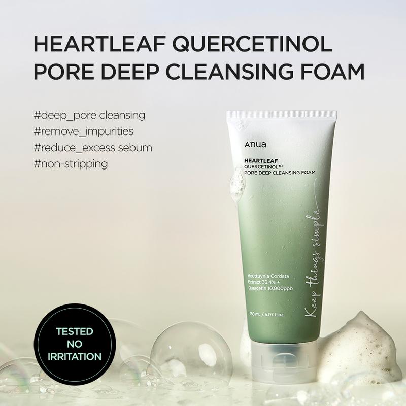 [Anua Official Shop] Heartleaf Quercetinol Pore Deep Cleansing Foam for Facial wash 5.07 fl oz (150 ml) £üFacial Cleansing with Gentle exfoliant, Smooth & Hydrating