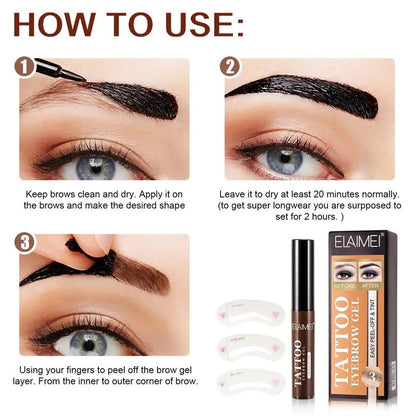 Tattoo Eyebrow Gel Makeup, 3pcs/set Waterproof Eyebrow Gel, Long Lasting Eyebrow Tinted Gel, Eyebrow Makeup Tool, Eye Brow Makeup Products