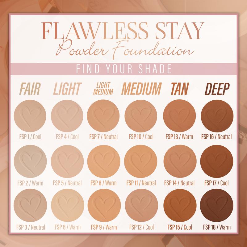 beauty creations FLAWLESS STAY POWDER FOUNDATION Concealer Makeup Compact Contour Coverage Radiant