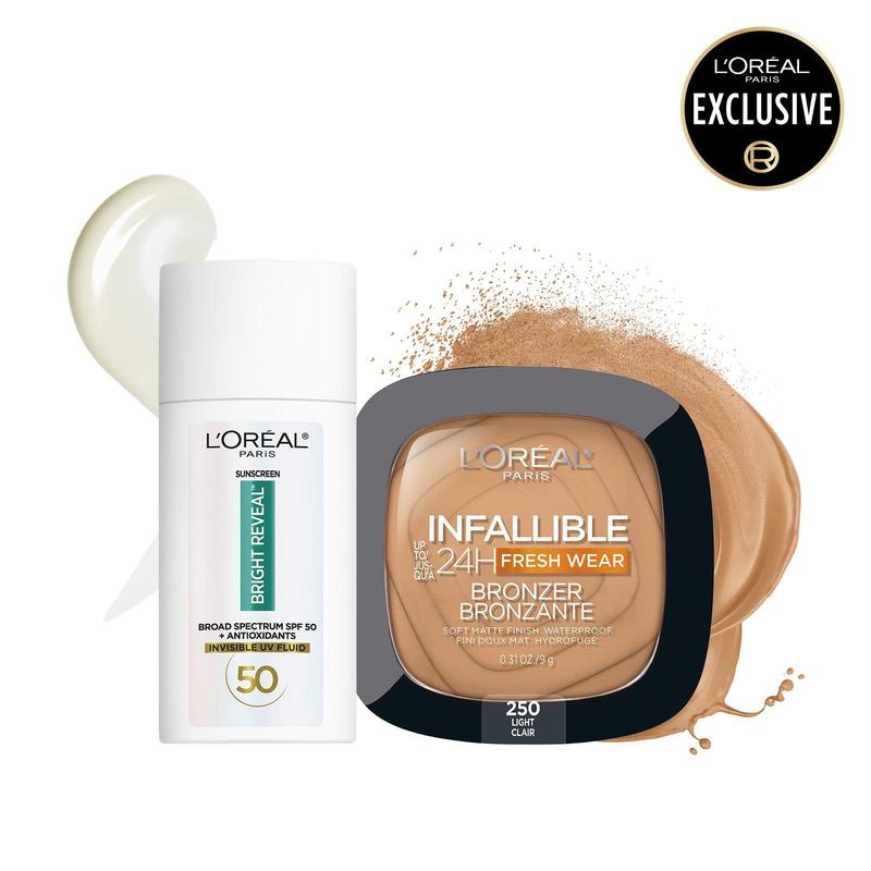 The Ultimate SUNdle, Bright Reveal Daily SPF Lotion + Infaillible Bronzer L'Oreal Paris