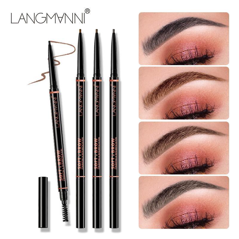 Double-ended Eyebrow Pencil & Eyebrow Brush, 1 Count Long Lasting Eyebrow Pencil & Brow Styling Brush, Sweat Proof High Pigmented Brow Shading & Filling Pencil, Makeup Product for Women & Girls