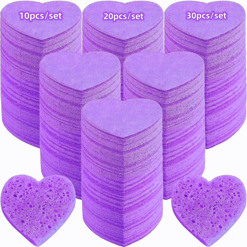 Heart Shaped Compressed Professional Cosmetic Spa Facial Sponges, 10/20/30pcs Soft Face Wash Sponge, Exfoliating Facial Cleansing Puff, Face Cleaning Tool for Home Travel