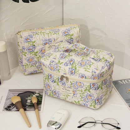 Floral Pattern Makeup Bags, 2 Counts/set Portable Large Capacity Cosmetic Storage Bags, Travel Toiletry Bag for Makeup Tools, Skincare, Cosmetics