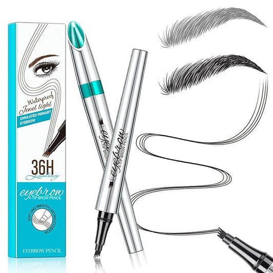 4-Tip Liquid Eyebrow Pencil, Brow Shading &Filling Pencil,  Waterproof Long Lasting Brow Styling Pen, Brow Brush Makeup Tool