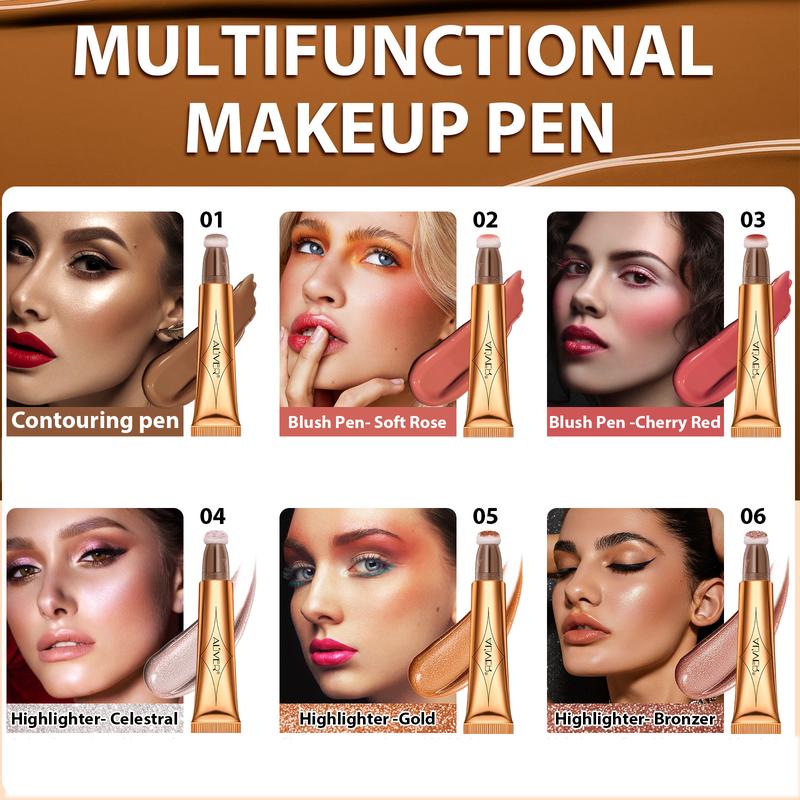 Aliver Multifunctional Makeup Pen & Liquid Highlighter Wand Set (6 Colors)