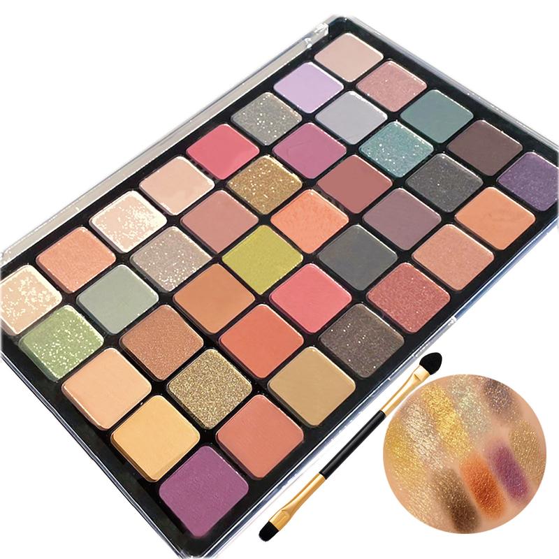 Nude Neutral Eyeshadow Palette, Matte and Shimmer Eye Shadows Long Lasting Blendable Eyeshadow with Makeup Brushes , Warm Brown Waterproof High Pigment Powder Pallet Cosmetic