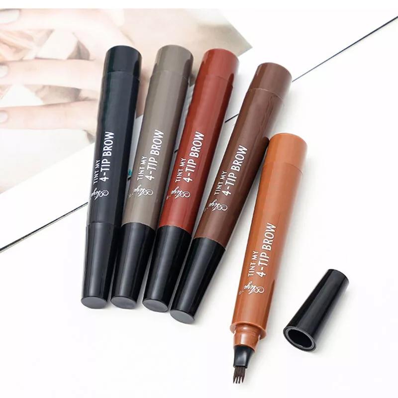 Waterproof Four-tooth Liquid Eyebrow Pencil, Long Lasting Eyebrow Liquid Pencil, Sweat Proof High Pigmented Brow Shading & Filling Pencil,Makeup Tool Easy To Apply, Music Festival Makeup Supplies