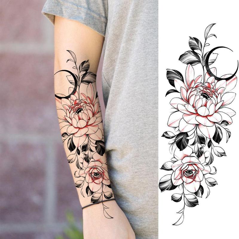 10pcs Flower Pattern Temporary Tattoo, Fake Tattoo Sticker, Body Art for Women & Girls