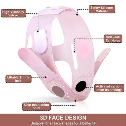 JUSRON Double Chin Reducer V Line Face Lifting Tape Face Strap, Soft Silicone Chin Strap Face Shaper to Removing Double Chin for Women and Men, Summer Trending