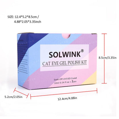 SOLWINK Trio Rainbow Cat Eye Gel Nail Polish Set Multi-functional Magnetic Nail Polish Kits for Natural Nails Toes Nail Tips