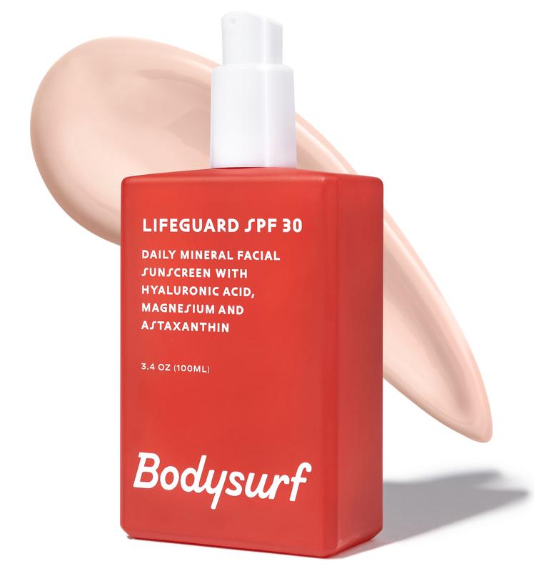 Bodysurf Lifeguard SPF30 - Premium Daily Mineral Sunscreen, Sheer Mineral Sunscreen with Zinc Oxide, Aloe Vera Leaf, Hyaluronic Acid, Astaxanthin, Magnesium & Jojoba Organic Facial Sunscreen Men Women (SPF 30, 13 oz) Sensitive Comfort Skincare Gentle