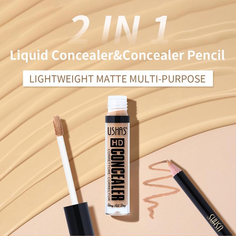 Long Lasting Concealer Set, 1 Count Concealer Cream & 1 Count Concealer Pen, Highlighting Concealers, Contouring Concealers, Dark Skin Covering Concealers, Makeup Accessories