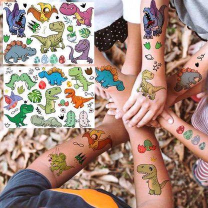 6pcs 3D Dinosaur Pattern Tattoo Sticker, Fun T-Rex Dino Temporary Tattoo Decal for Party & Birthday Use, Body Decoration Sticker for Kids