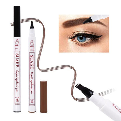 Fine Sketch Liquid Eyebrow Pen, 1 Count Waterproof Four-tooth Liquid Eyebrow Pencil, Long Lasting Eyebrow Liquid Pencil, Brow Styling Brush