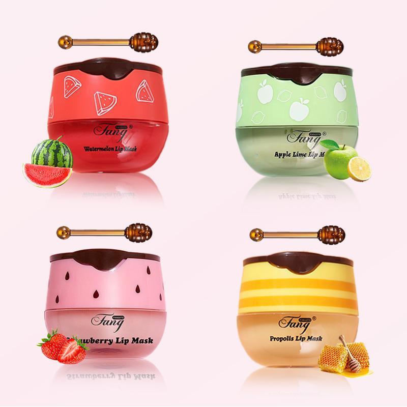 Honey & Fruit Flavor Lip Mask, 4 Counts/set Moisturizing Lip Mask, Hydrating Lip Care Product, Lip Moisturizer Prevents Dry Cracks, Daily Skincare Product