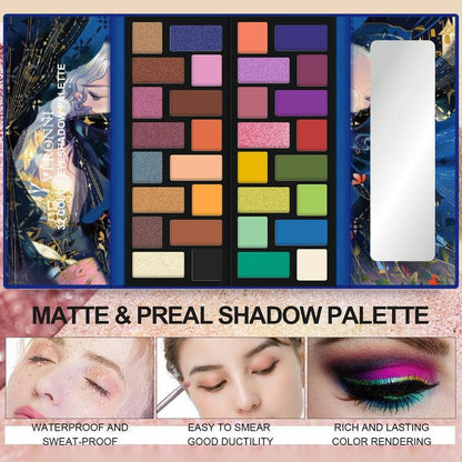 32 Colors Glitter Eyeshadow Palette, 1 Set Shimmering Eyeshadow Makeup Product, High Pigmented Glittering Blendable Eyeshadow Powder