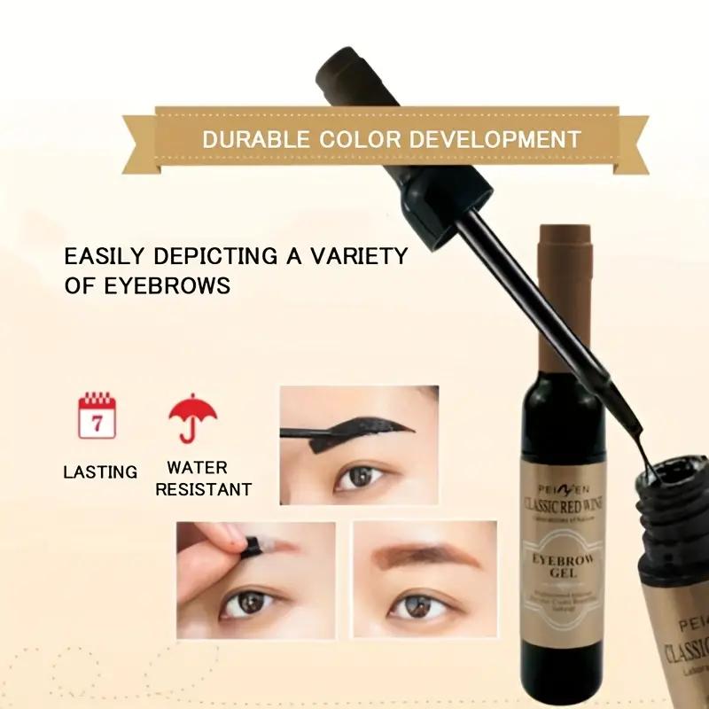 Spring Makeup, 2pcs Red Wine Bottle Eyebrow Tattoo Gel Tinted, Waterproof Natual Tear Off Film Forming Eyebrow Pomade, Long-lasting Eyebrow Dye Cream Eyebrow MAkeup Tool, Makeup Brow Gel Fills and Shapes Brows