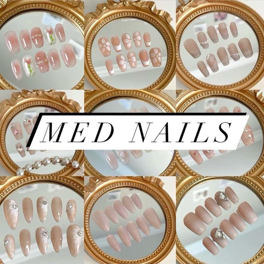 The Nail Empire MED NAILS | 10pcs  Press On Nails | Long nails | Almond nails | Short nails | Stiletto nails | Ballerina nails | Square nails | Coffin nails | Acrylic nails | Cute | Glossy | High quality