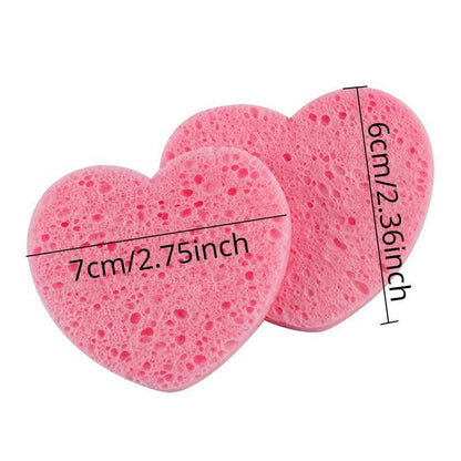 20pcs Portable Heart Shape Compressed Facial Sponge, Honeycomb Facial Cleansing Pad, Skin Friendly Cleansing Exfoliating Wood Pulp Makeup Removal Pad, Facial Cleansing Tool