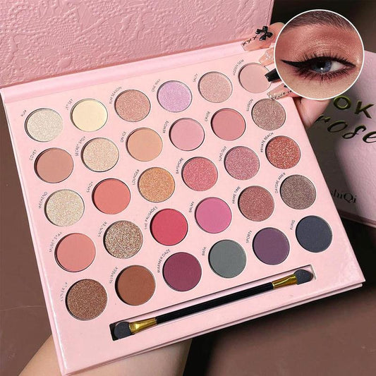 Matte & Glitter Eyeshadow Palette with Brush, 30 Color Eyeshadow Palette, Long Lasting Shimmering Eye Shadow Makeup Product