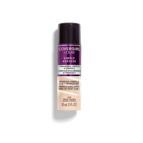 Simply Ageless 3-in-1 Liquid Foundation, Creamy Natural Concealer Makeup Hyaluronic Hydrating