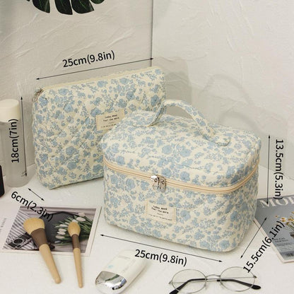 Floral Pattern Makeup Bags, 2 Counts/set Portable Large Capacity Cosmetic Storage Bags, Travel Toiletry Bag for Makeup Tools, Skincare, Cosmetics