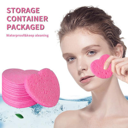 Compressed Cellulose Heart Shape Facial Sponges, 50pcs/set Natural Facial Cleansing Exfoliating Face Scrubber, Comfort Facial Cleansing Tools,  Facial Cleanser Tools