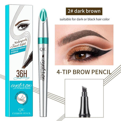 4 Fork Liquid Eyebrow Pencil, 1 Count Waterproof Long Lasting Brow Makeup Tool for Women, Professional Daily Makeup Accessories