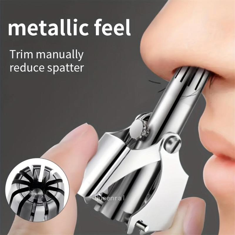 Portable Nose Hair Trimmer, 1 Count Stainless Steel Manual Nose Hair Shaver, Nose Hair Cleaning Tool For Men