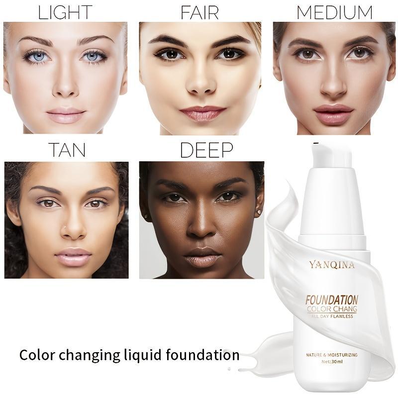 Waterproof Oil Control Liquid Foundation, Moisturizing Full Coverage Flawless Dark Skin Coverage Concealing Foundation Cream, Lightweight Concealer Makeup Cream