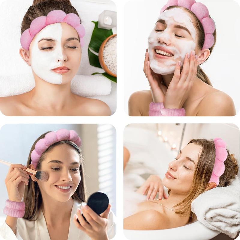 Face Washing Accessories, 6 Counts/set Face Washing Tool, Including 1 Count?Face Washing Headband & 4 Counts Face Washing Wristband & 1 Count?Hair Claw Clip