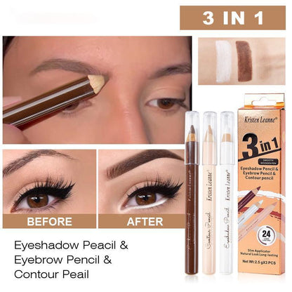 3 in 1 Eyebrow Pencil, 3pcs/set Waterproof Long Lasting Eyebrow Pencil, Eye Makeup Tool for Women