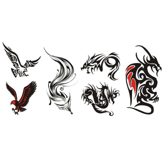 4pcs Animal Eagle Fox And Dragon Pattern Temporary Tattoo Sticker, Waterproof Fake Tattoo Sticker, Body Art Decoration For Men & Women