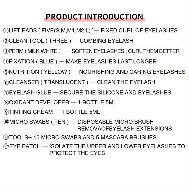 Eyelash Lift & Tint Kit, Summer Gifts, 12pcs/set Semi-permanent Eyebrow Lift & Perm Kit for Daily Makeup, DIY Hair Dying Tools Kit for Home & Beauty Salon Use, Cosmetic Products