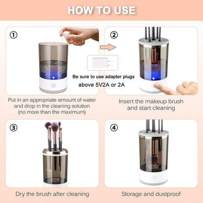 Electric Makeup Brush Cleaner for Foundation Brushes, 1 Set Smart Automatic Makeup Brushes Cleansing Machine with Brush Clean Mat, Automatic Makeup Brush Cleaning Machine, Makeup Products