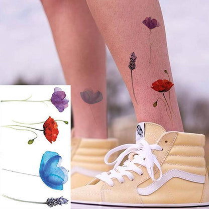 Flower Pattern Temporary Tattoo Stickers, 12pcs Waterproof Fake Tattoo Stickers, Body Art Stickers For Women & Men