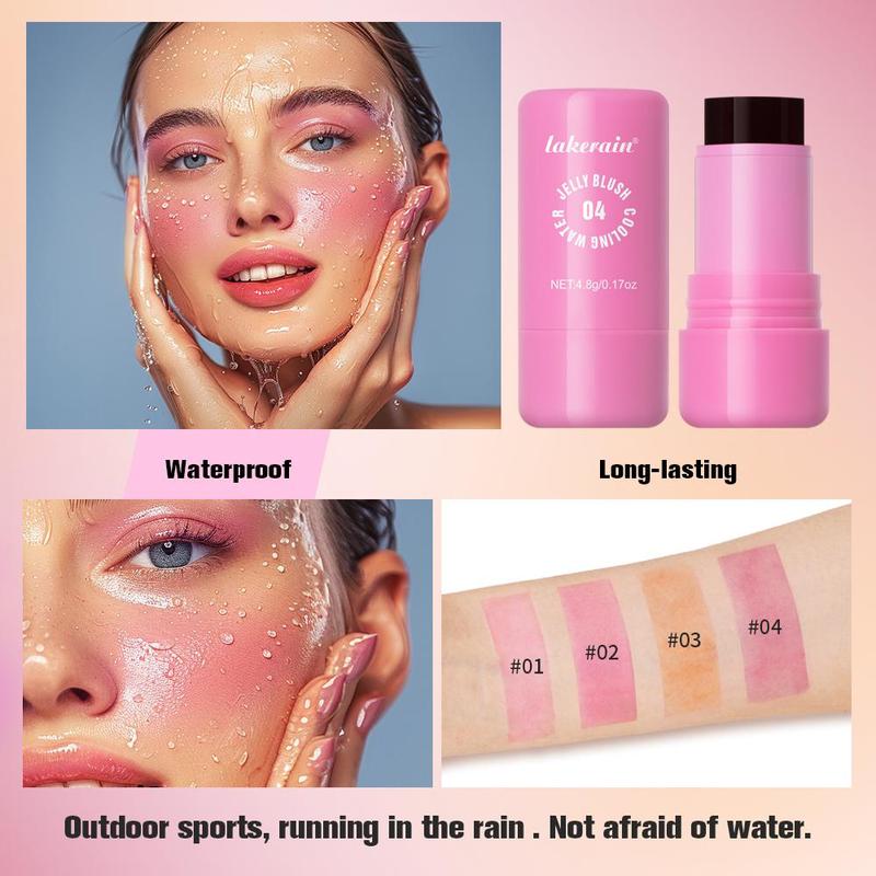 Long Lasting Cooling Water Jelly Blush, 1/4pcs Natural Look Waterproof Blush Stick for Cheeks, Lips, Eyes, Lightweight Blush for Daily Makeup