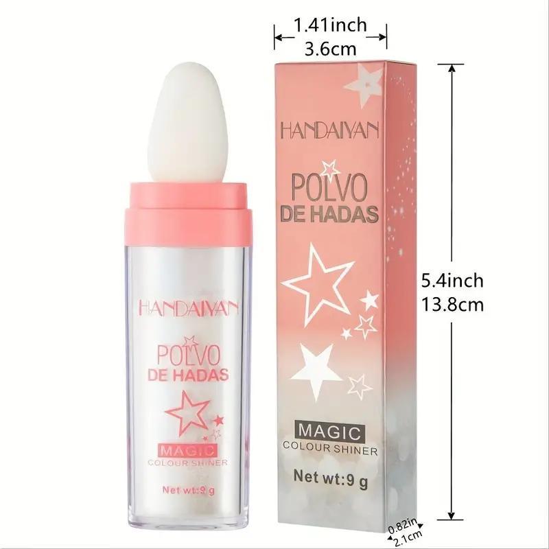 Body & Face Highlighter Powder Stick,Fairy Highlight Patting Three-dimensional Powder Makeup,Sparkle Loose Glitter Highlighter Powder,Brighten Makeup Stick for Face&Body&Hair Cosmetic.White Moonbeam