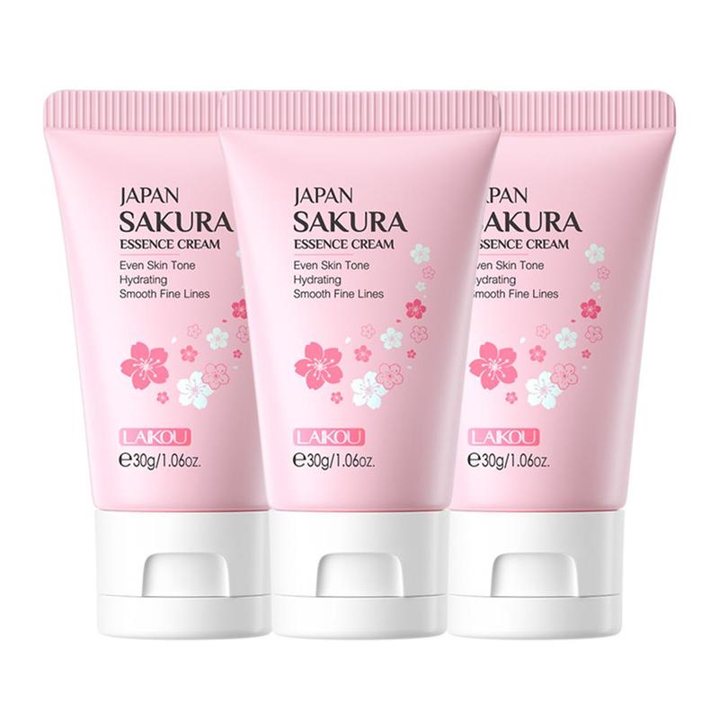 30g Cherry Blossom Moisturizing Essence Cream, 3pcs Hydrating Nourishing Moisturizer Skin Care Day Cream Night Cream, Face Lotion for Women and Men All Skin Types