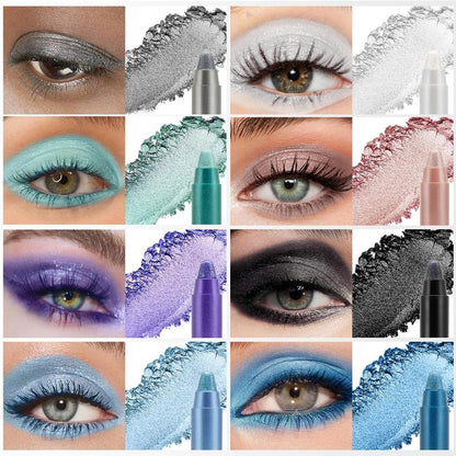 Glitter Waterproof?Eyeshadows, 8pcs Shimmering Highlighting Liquid Eyeshadow Sticks For Crystal Makeup