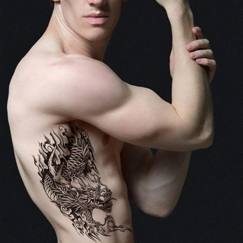 Dragon Pattern Temporary Tattoo, Waterproof Fake Tattoo Sticker For Men & Women