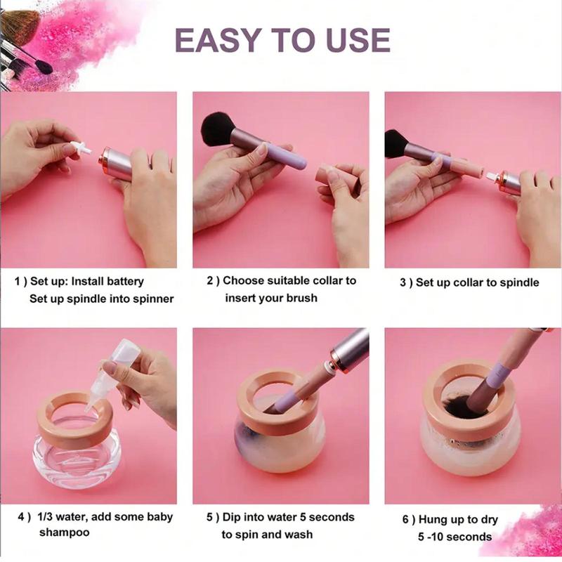 Electric Brush Cleaner Machine, Battery Required Makeup Brush Cleaner Dryer without Batteries, Automatic Brush Cleaner, Makeup Brush Tools, Cosmetic Cleansing Tool