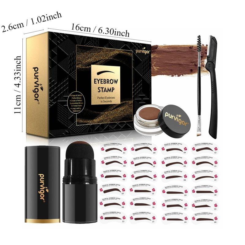 Eyebrow Stamp Kit, 1 Set Eyebrow Cream & Mushroom Head £¦double-headed Eyebrow Brush & Eyebrow Card & Eyebrow Razor, Eye Brow Makeup Tool Set